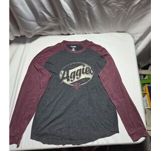 Texas A&M Aggies ProEdge Mens Large Longsleeve Raglan Tee Grey Maroon Distressed